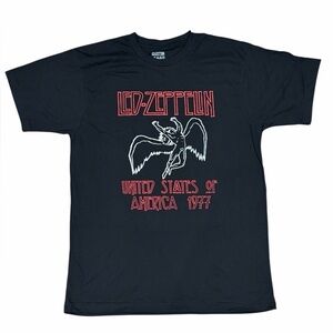 Led Zeppelin USA 1977 Graphic Band Tee Black Unisex 2XL